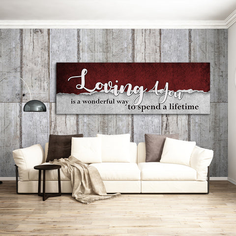Image of Loving You Is A Wonderful Way To Spend A Lifetime Framed Canvas Wall Art For Couples - Love Family & Home