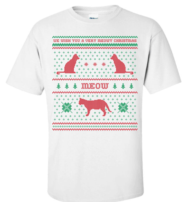 We Wish You A Meowy Christmas - Cat Christmas Apparel Standard Fit T White