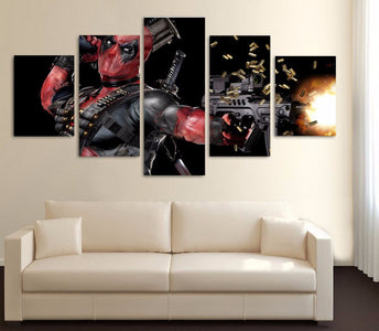 Machine Gun Deadpool Limited Edition 5-Piece Wall Art Canvas - Love Family & Home