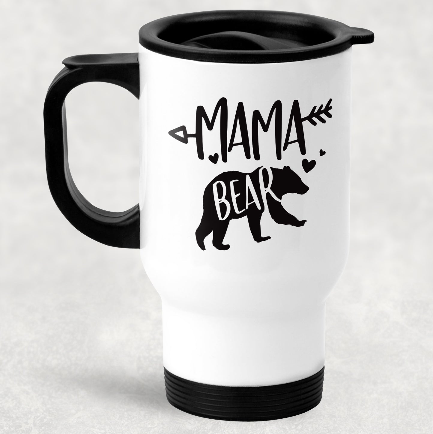 Mama Bear Mug, Stainless Steel 14 oz White Travel Mug