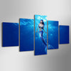 Mermaid Deep Blue 5-Piece Wall Art Canvas - Love Family & Home