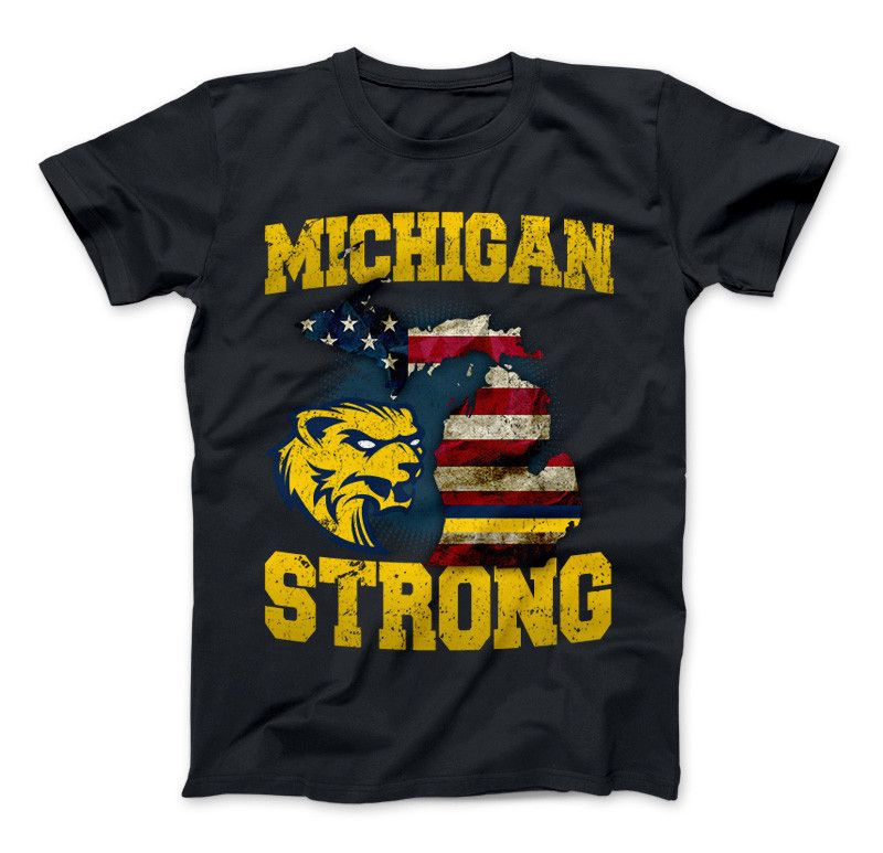 Michigan Strong Wolverines State Flag Pride T-shirt & Apparel Standard T Black