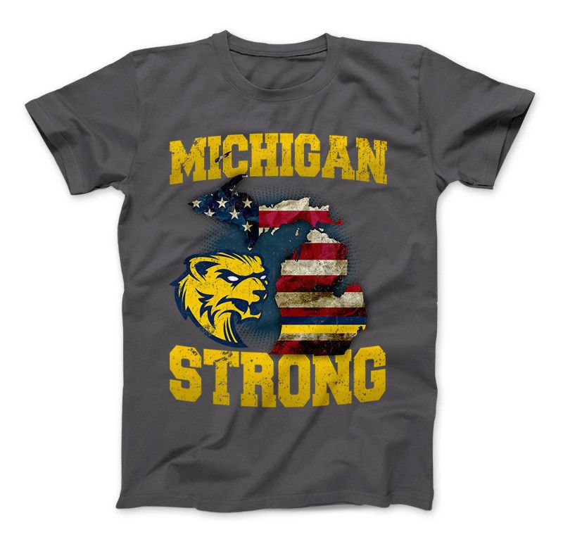 Michigan Strong Wolverines State Flag Pride T-shirt & Apparel Standard T Charcoal