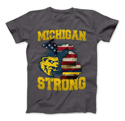 Michigan Strong Wolverines State Flag Pride T-shirt & Apparel Standard T Charcoal