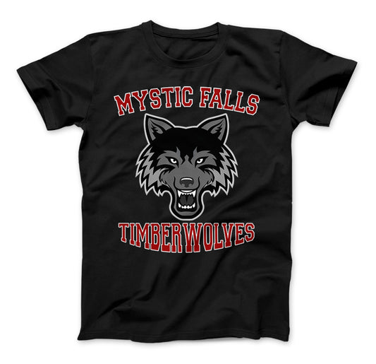 Mystic Falls Timberwolves T-Shirt Vampire Diaries Mystic Falls High School Virginia Black