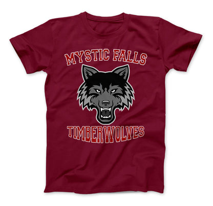 Mystic Falls Timberwolves T-Shirt Vampire Diaries Mystic Falls High School Virginia Maroon