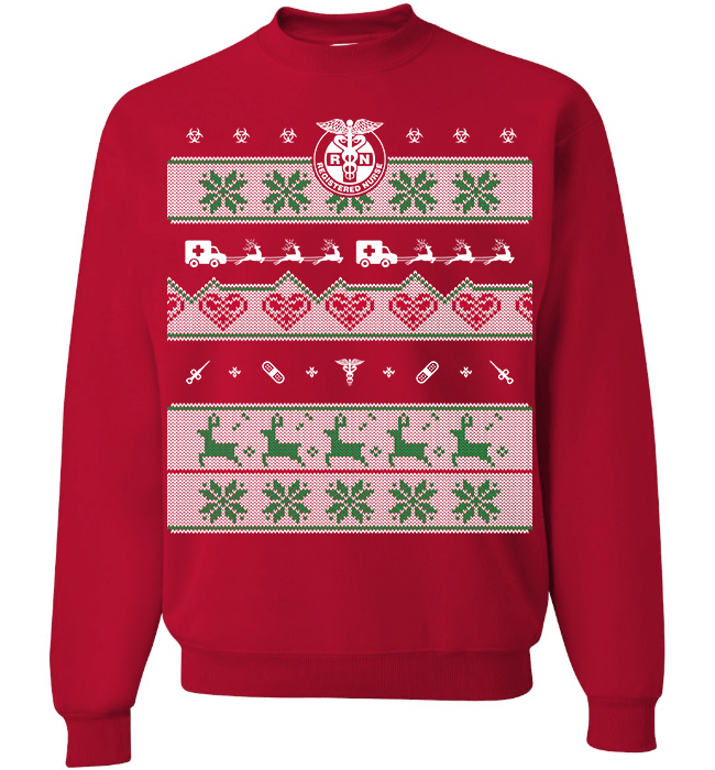 Nurse Christmas Long Sleeve Crewneck Red