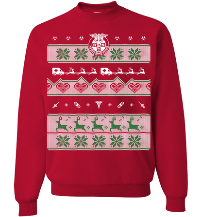Nurse Christmas Long Sleeve Crewneck Red