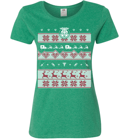 Nurse Christmas Ladies T Green