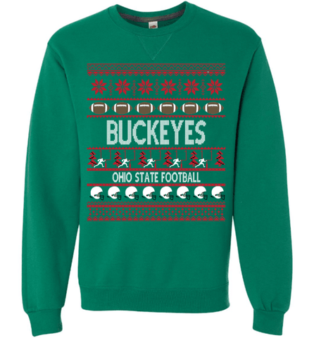 Image of Buckeyes Football "Ugly Christmas Sweater" Long-sleeve Sweatshirt - Love Family & Home