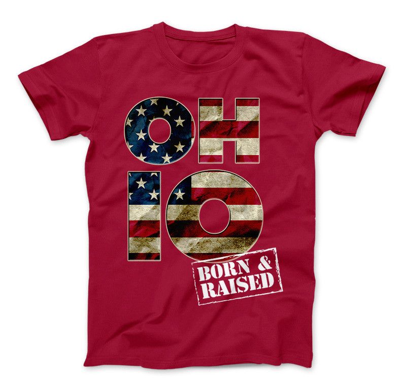 Ohio O-H-I-O Born & Raised T-Shirt & Apparel Standard T Red