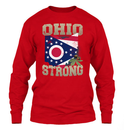 Ohio Strong Ohio State Flag The Buckeye State T-Shirt & Apparel Long Sleeve Red