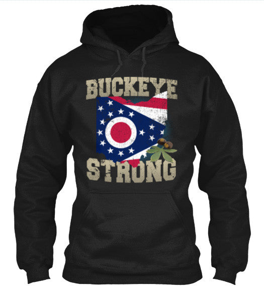 Buckeye Strong Ohio State Flag T-Shirt & Apparel Hoodie Black