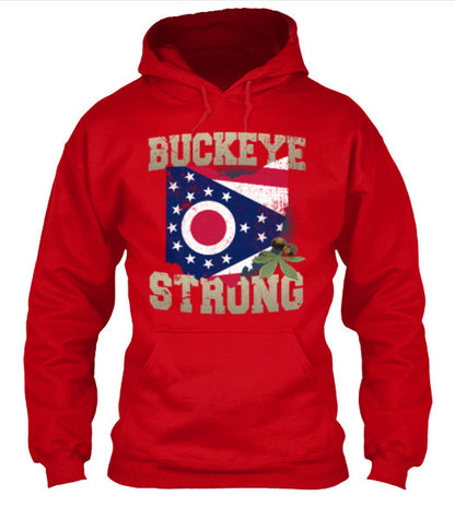 Buckeye Strong Ohio State Flag T-Shirt & Apparel Hoodie Red