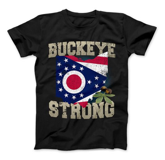 Buckeye Strong Ohio State Flag T-Shirt & Apparel Standard T Black