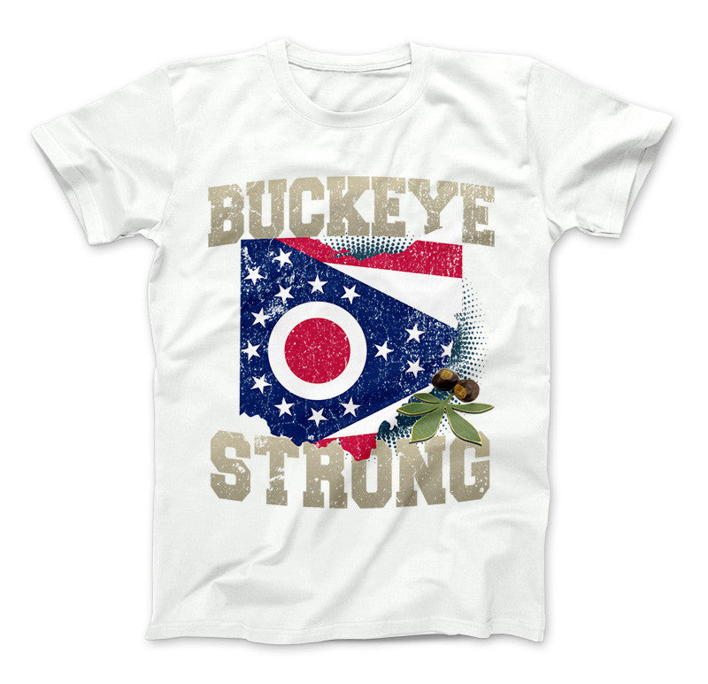 Buckeye Strong Ohio State Flag T-Shirt & Apparel Standard T White