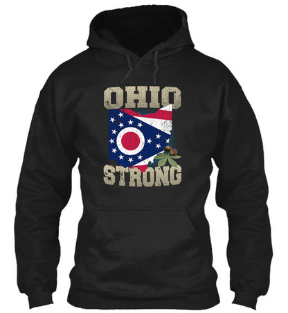 Ohio Strong Ohio State Flag The Buckeye State T-Shirt & Apparel Hoodie Black