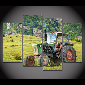 Old Green Tractor Classic Limited Edition 4-Piece Wall Art Canvas - Love Family & Home
