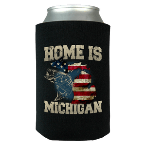 Home Is Michigan State Fishing Flag Can Wrap Koozie - Love Family & Home