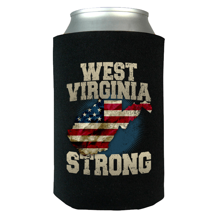 West Virginia Strong Limited Edition Print T-Shirt & Apparel Can Koozie Wrap Black Can Wrap