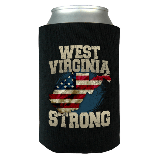 West Virginia Strong Limited Edition Print T-Shirt & Apparel Can Koozie Wrap Black Can Wrap