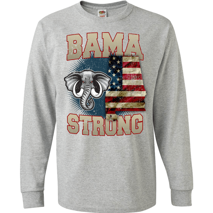 Bama Strong Special Limited Edition Alabama Print T-Shirt & Apparel Long Sleeve Grey