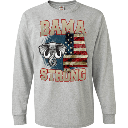 Bama Strong Special Limited Edition Alabama Print T-Shirt & Apparel Long Sleeve Grey