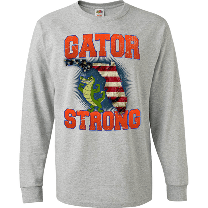 Gator Strong Florida Special Gator Limited Edition Print T-Shirt & Apparel Long Sleeve Grey