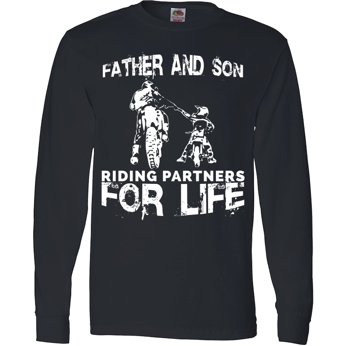 Father And Son Riding Partners For Life T-Shirt Motocross Supercross Dirt Bikes Long Sleeve T Black