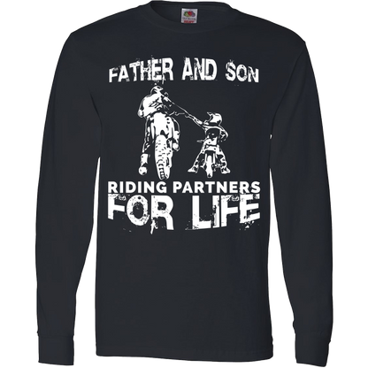 Father And Son Riding Partners For Life T-Shirt Motocross Supercross Dirt Bikes Long Sleeve T Black