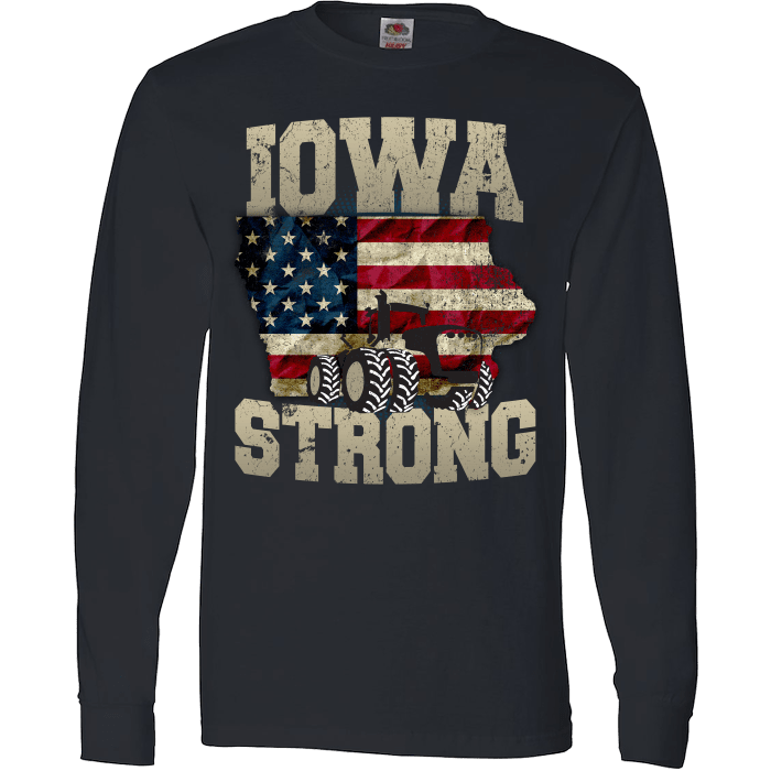 Iowa Farm Strong Farm Limited Edition Print Iowa State Farming T-Shirt & Apparel Long Sleeve Black