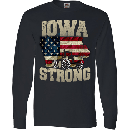 Iowa Farm Strong Farm Limited Edition Print Iowa State Farming T-Shirt & Apparel Long Sleeve Black