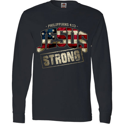 Jesus Strong Philippians 4:13 Limited Edition Print T-Shirt & Apparel Long Sleeve Black