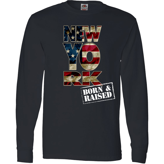 New York Born & Raised Limited Edition Print T-Shirt & Apparel Long Sleeve Black
