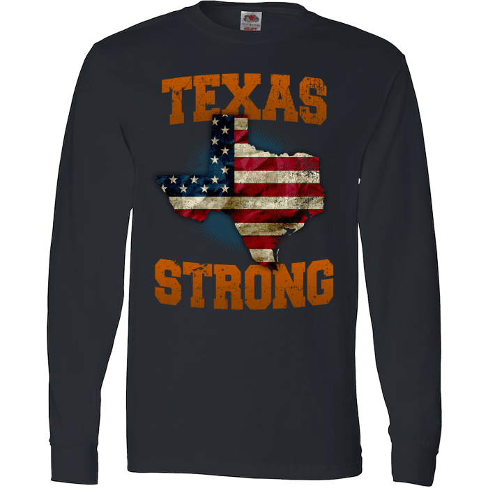 Texas Strong Longhorns Print T-Shirt Long Sleeve Black