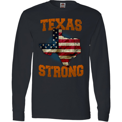 Texas Strong Longhorns Print T-Shirt Long Sleeve Black