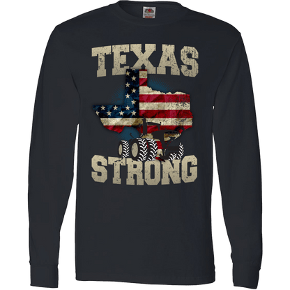 Texas Farm Strong Limited Edition Print Texas State Farming T-Shirt & Apparel Long Sleeve Black