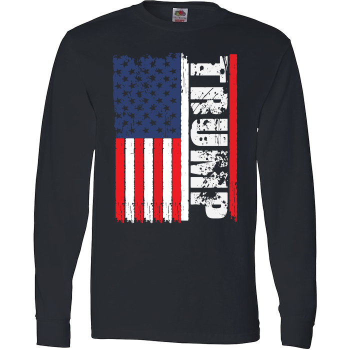 Trump American Flag Limited Edition Print T-Shirt & Apparel Long Sleeve T Black