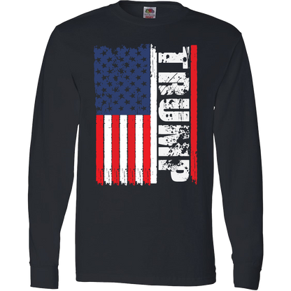 Trump American Flag Limited Edition Print T-Shirt & Apparel Long Sleeve T Black