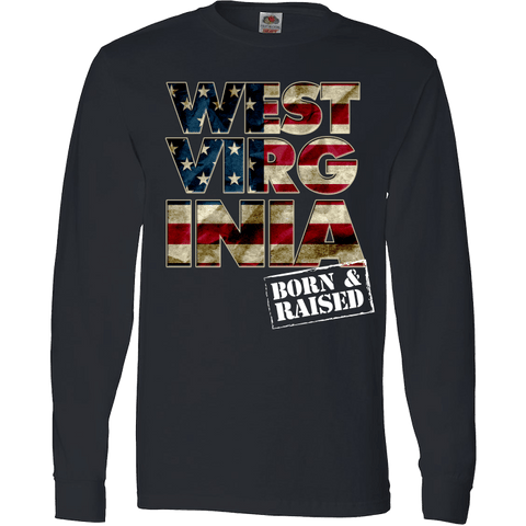 Image of West Virginia Born & Raised Patriotic T-Shirt & Apparel - Love Family & Home