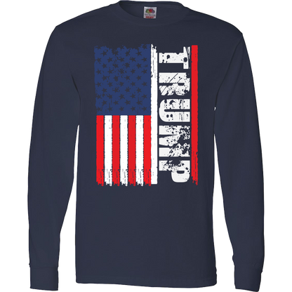 Trump American Flag Limited Edition Print T-Shirt & Apparel Long Sleeve T Navy
