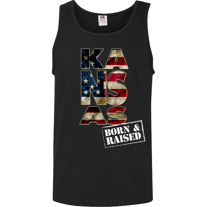Kansas Born & Raised Limited Edition Print T-Shirt & Apparel Unisex Tank Top Black