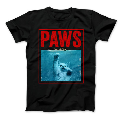 PAWS Funny Cat Kitten T-Shirt For Shark And Cat Lovers Standard T Black