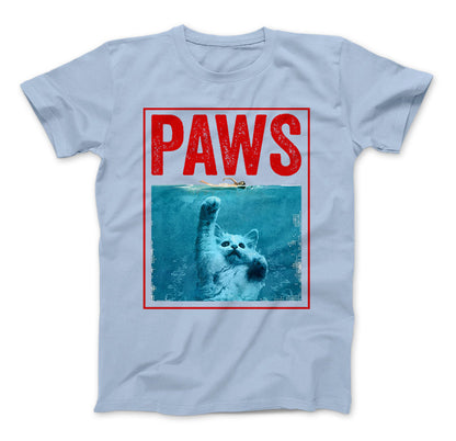 PAWS Funny Cat Kitten T-Shirt For Shark And Cat Lovers Standard T Light Blue