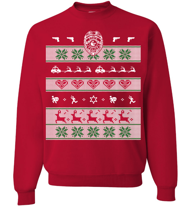 Police Christmas Long Sleeve Crewneck Red
