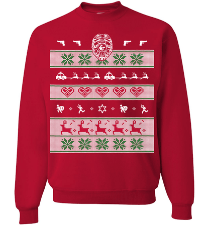Police Christmas Long Sleeve Crewneck Red