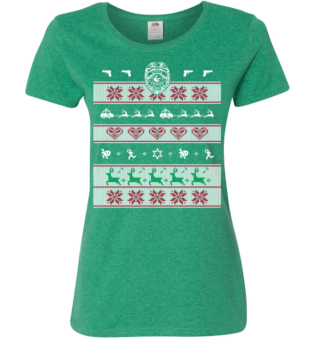 Police Christmas Ladies T Green