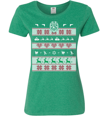 Police Christmas Ladies T Green
