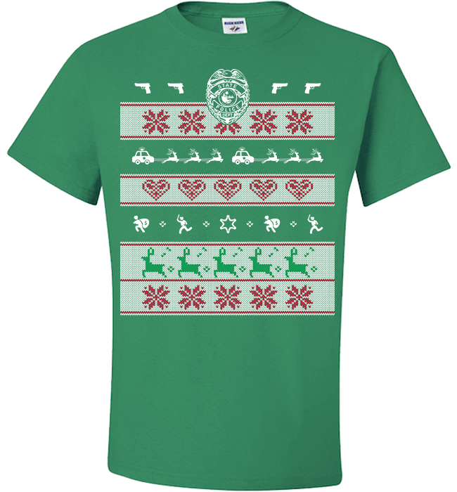Police Christmas Standard Fit T Green