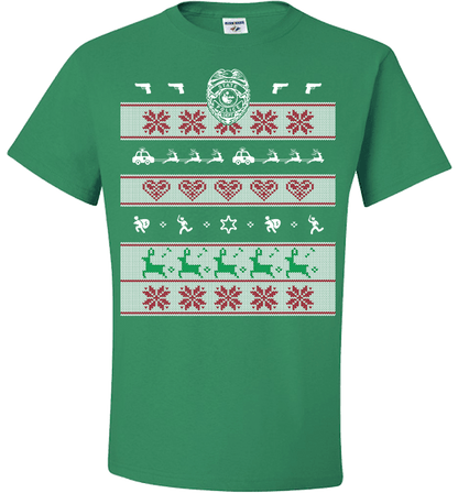 Police Christmas Standard Fit T Green